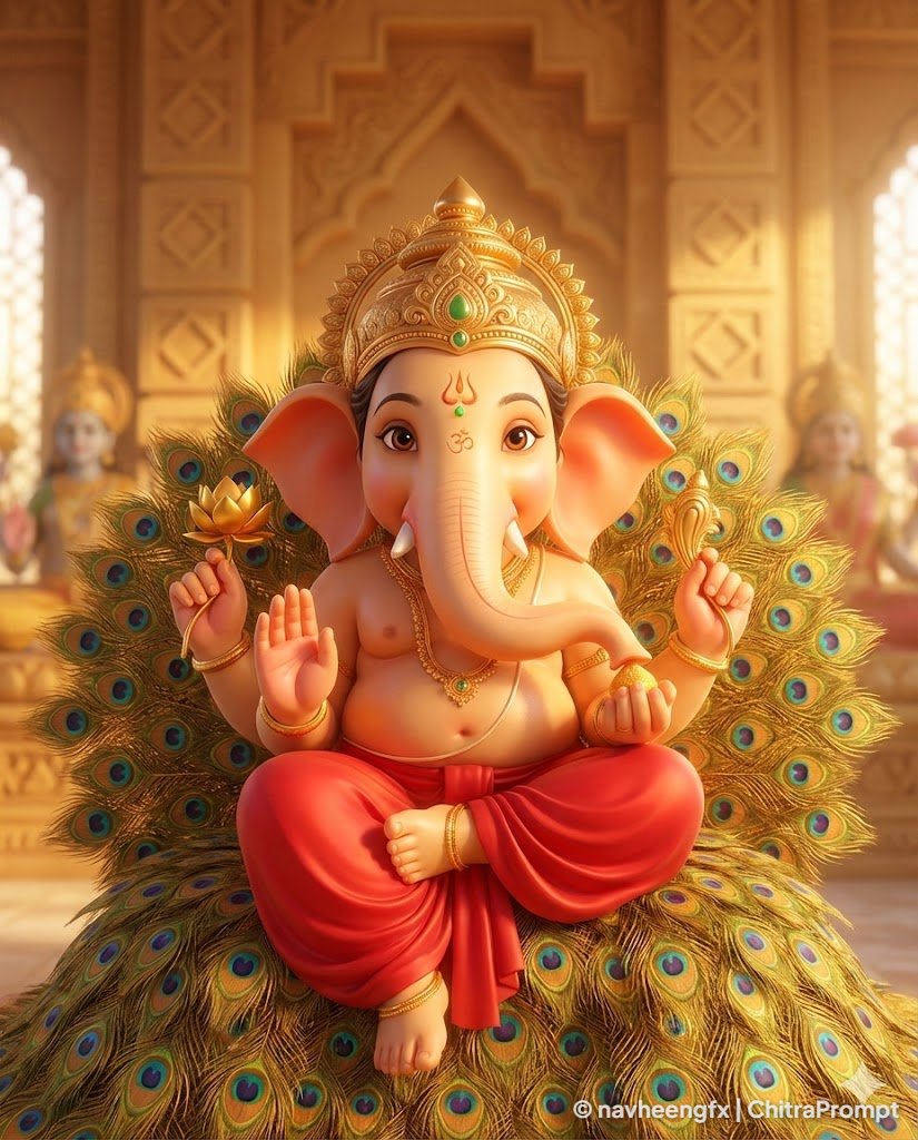 Ganesha's Golden Peacock Throne