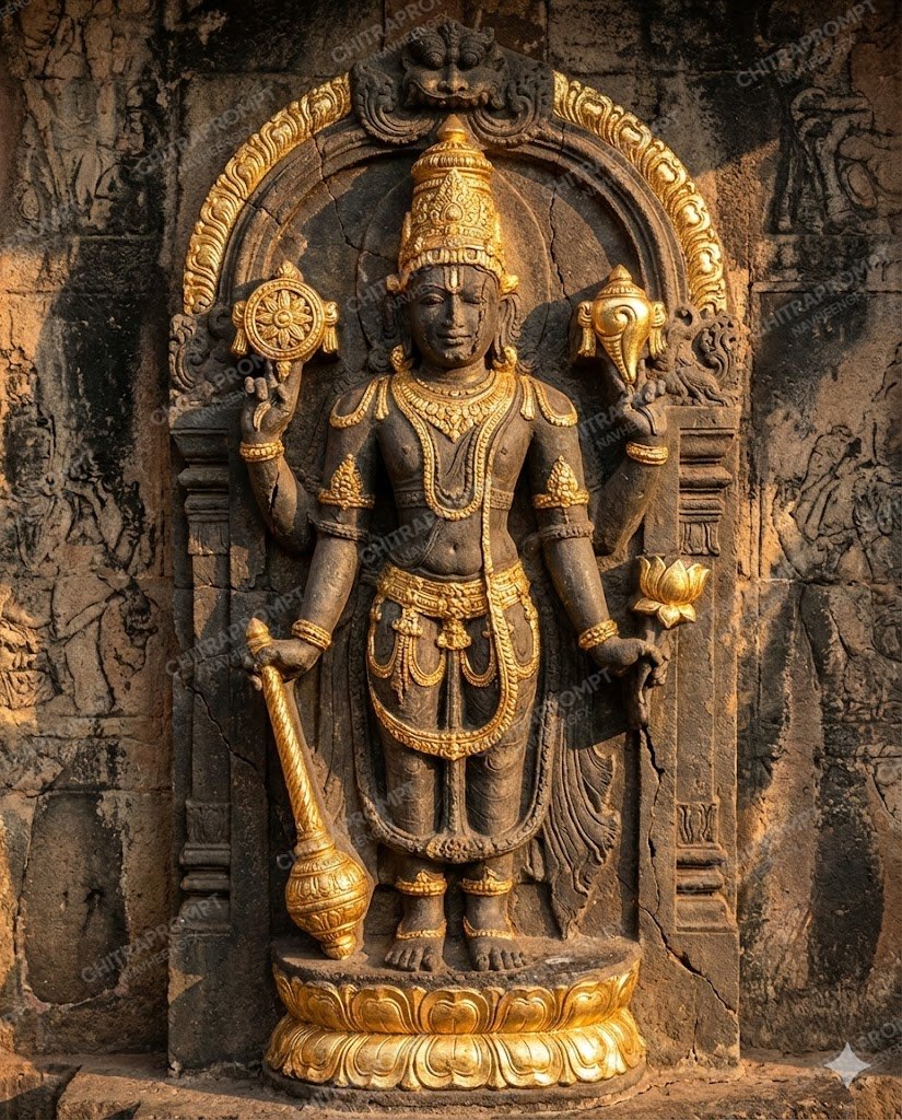 Sacred Gilded Stone Relief