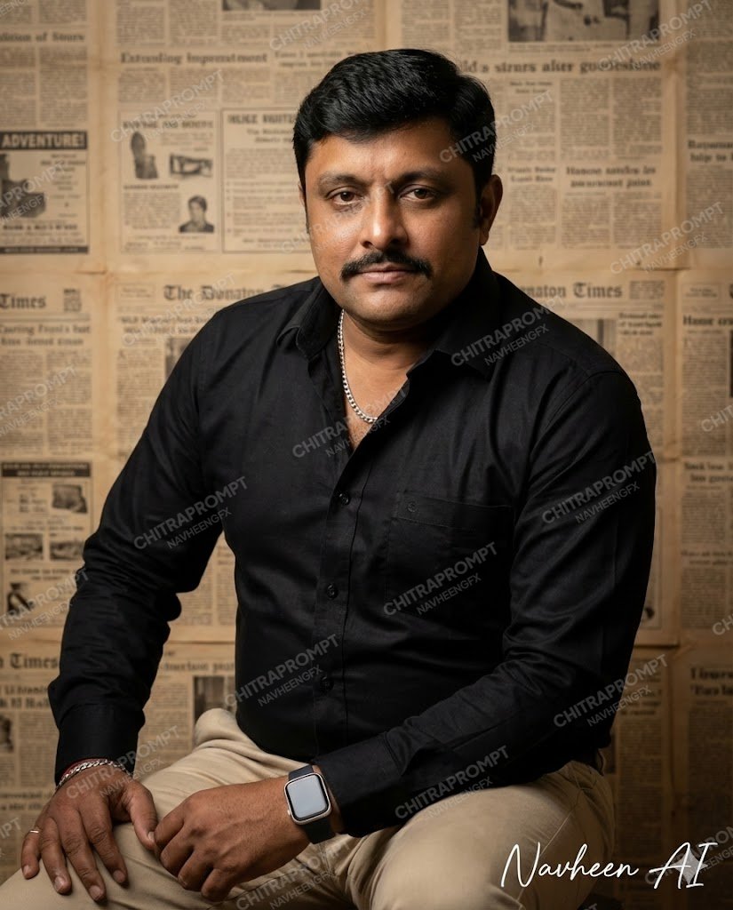 Vintage Newsprint Editorial Portrait