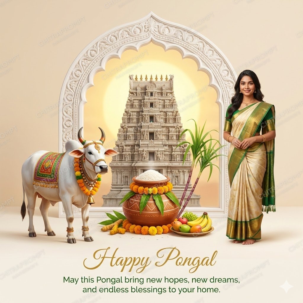 Elegant Tamil Pongal Festival Portrait