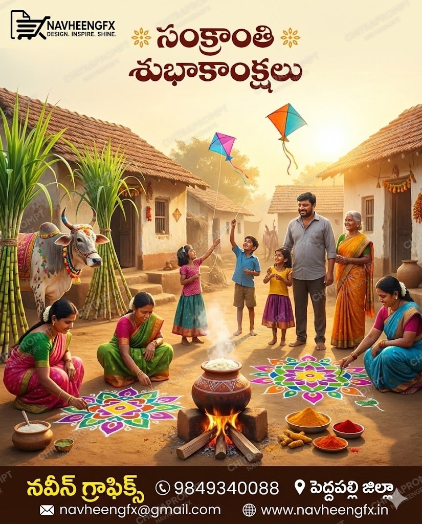 Authentic Telugu Sankranthi Village Greeting