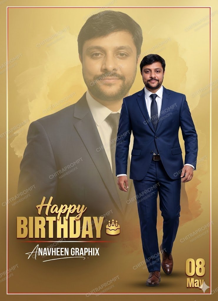 Luxury Gold Indian Birthday Portrait