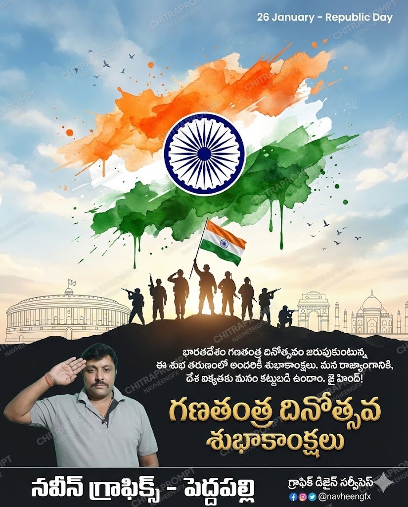 Cinematic Watercolor Republic Day Poster