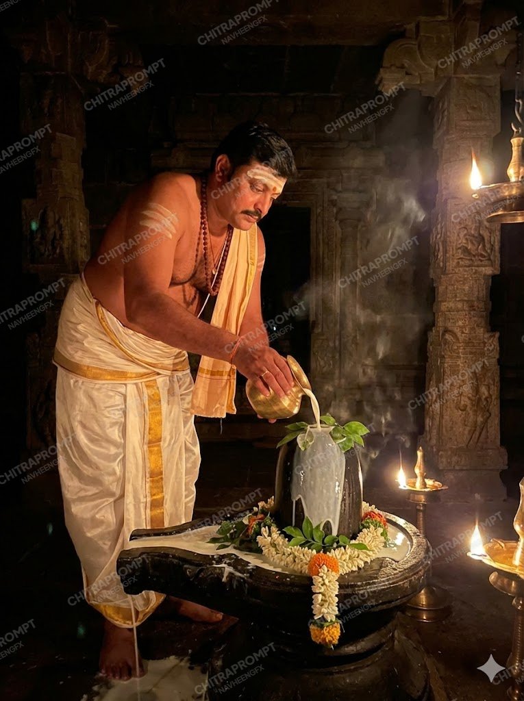Sacred Night Temple Abhishekam
