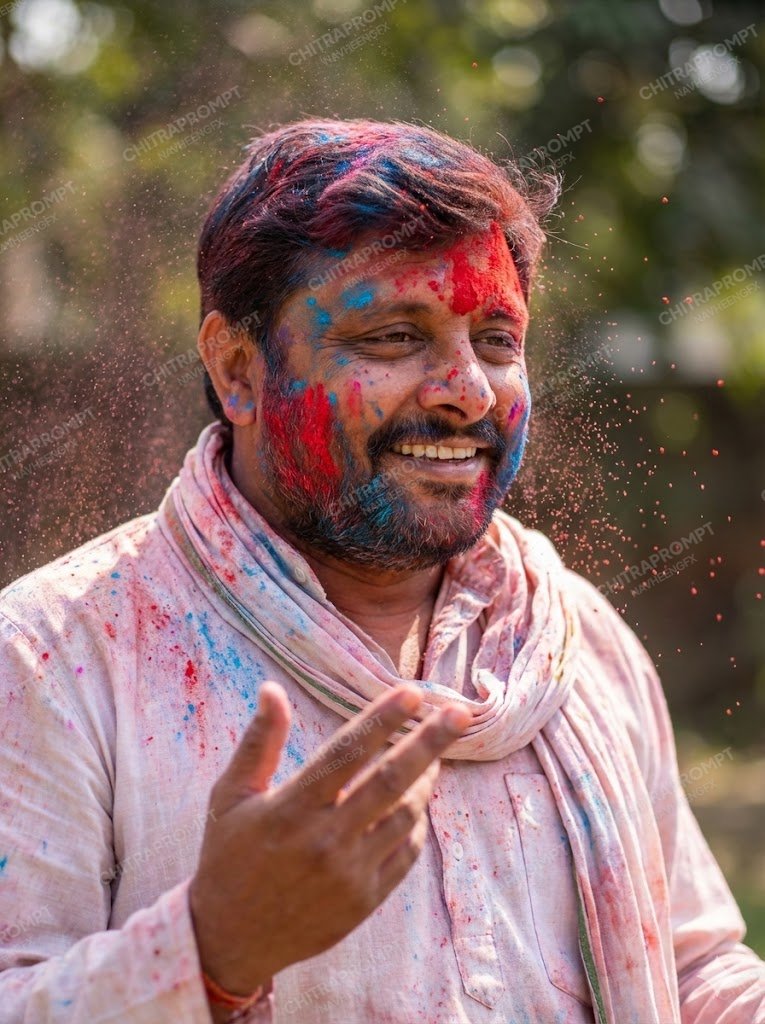Vibrant Holi Celebration Portrait