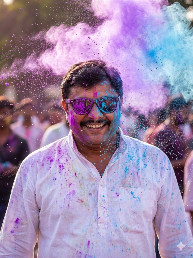Neon Splash Holi Portrait