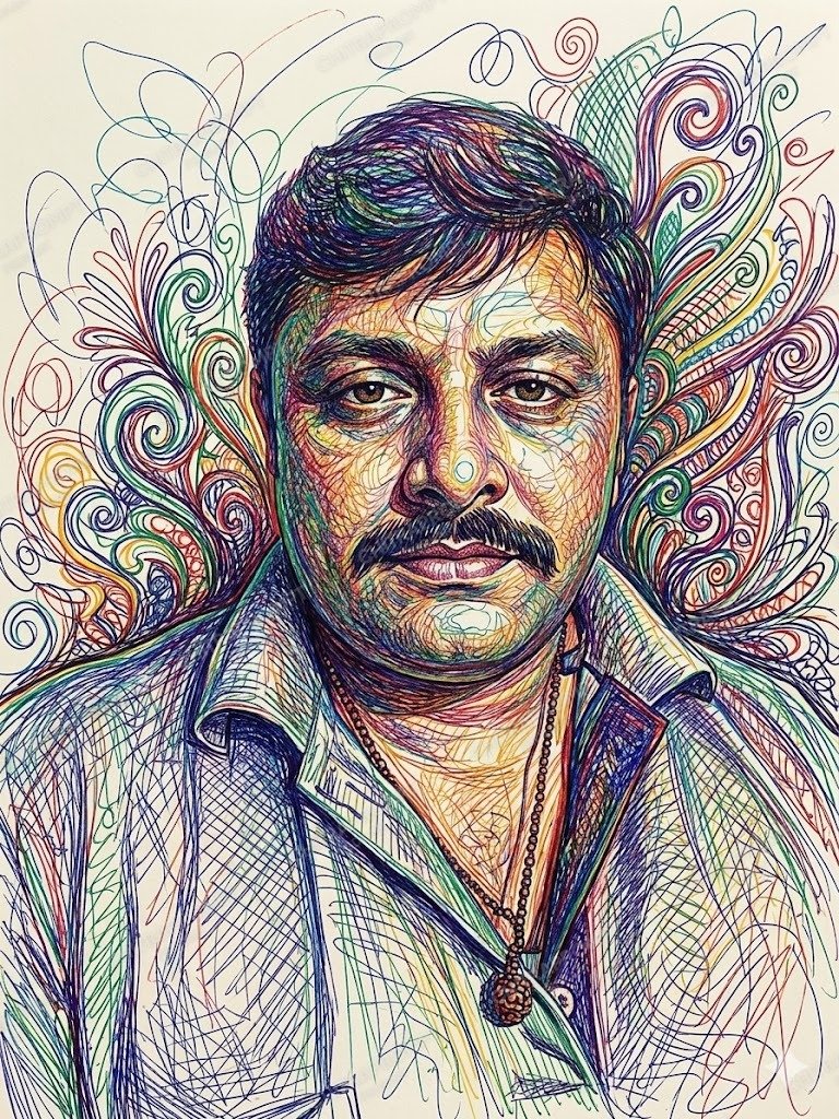Vibrant Neon Scribble Portrait