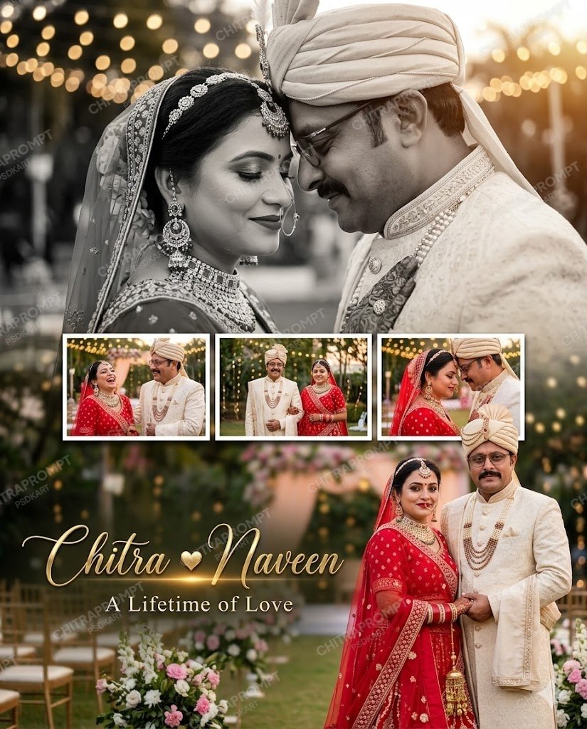 Multi-Frame Wedding Montage with Bokeh Background Lighting