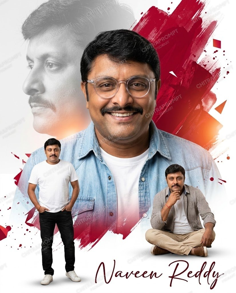 Professional promotional banner design featuring a male subject in multiple angles.