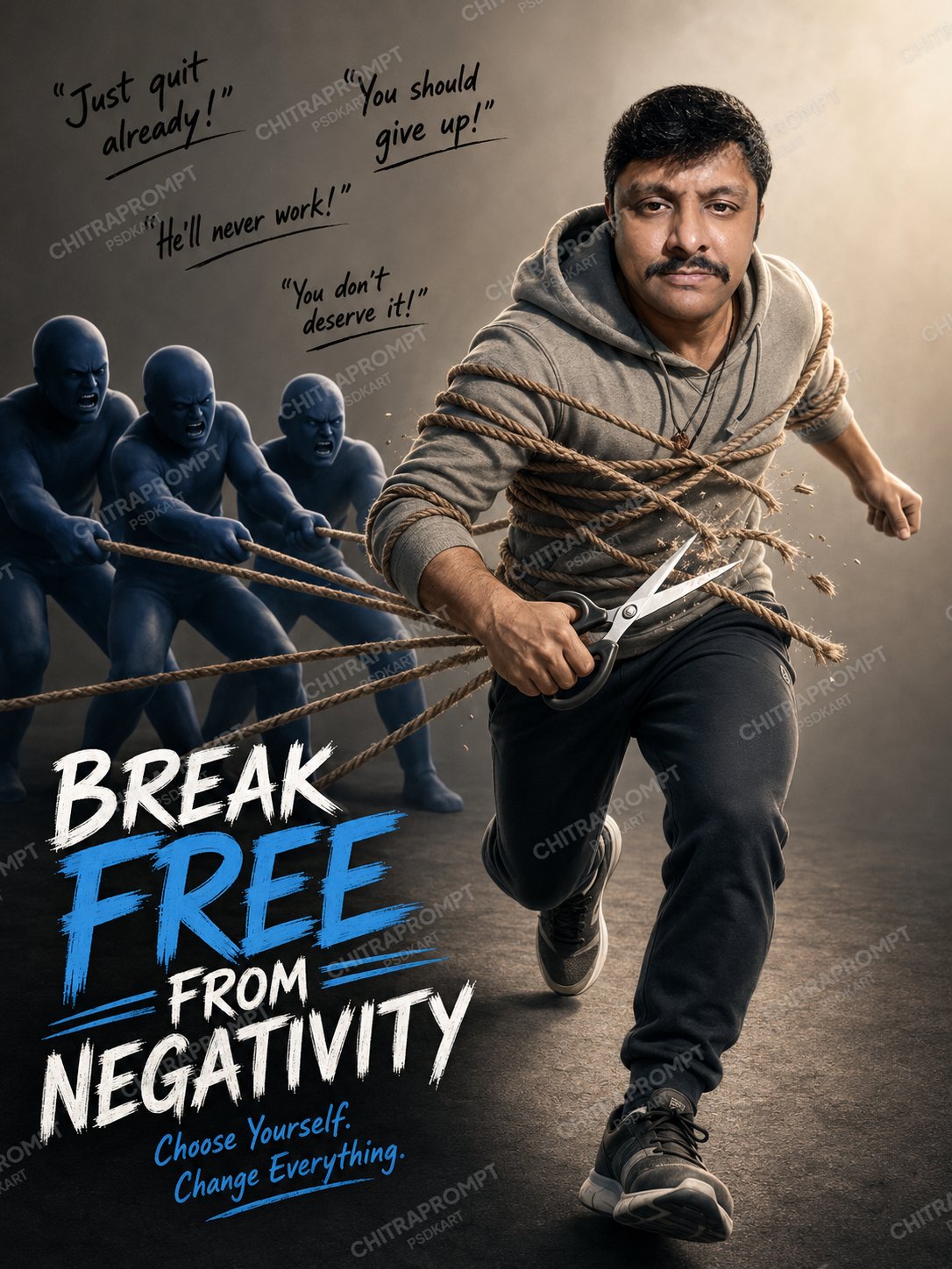 Conceptual Motivation Poster Design – Break Free From Negativity | Chitraprompt