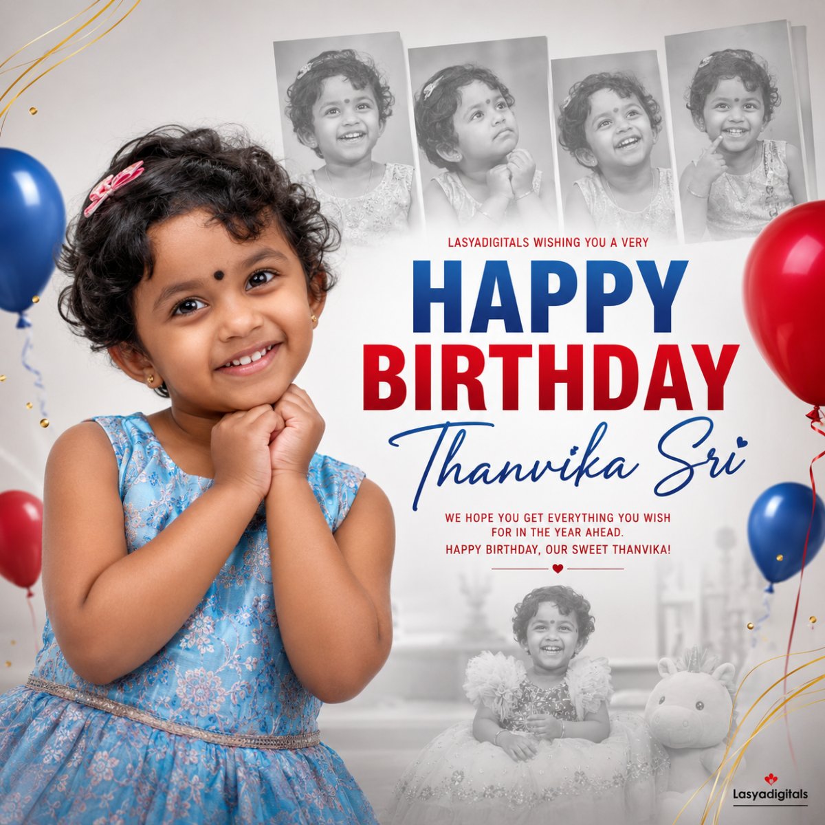 Thanvika's Modern Indian Birthday Poster