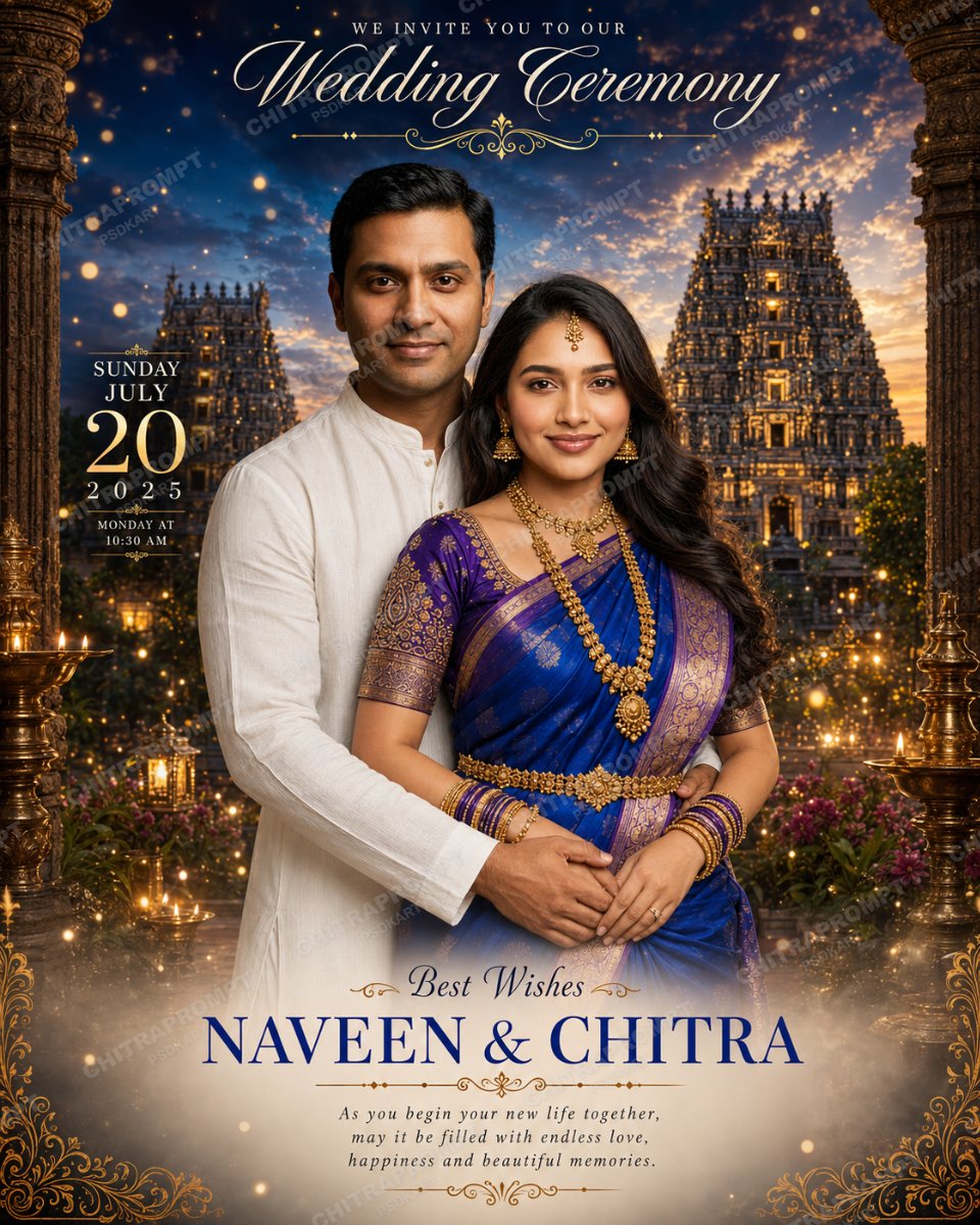 Royal South Indian Wedding invitation