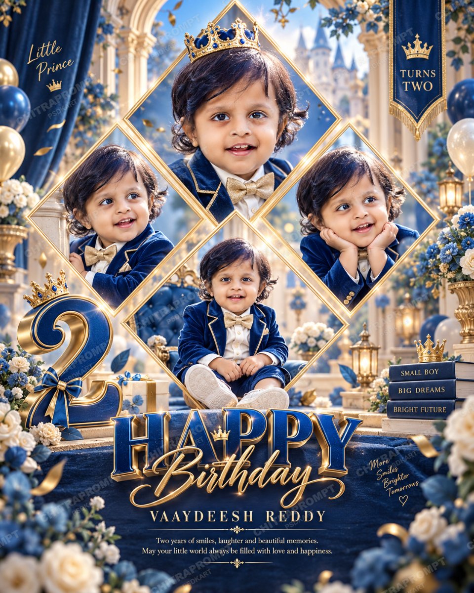 Royal Prince 2nd Birthday Collage